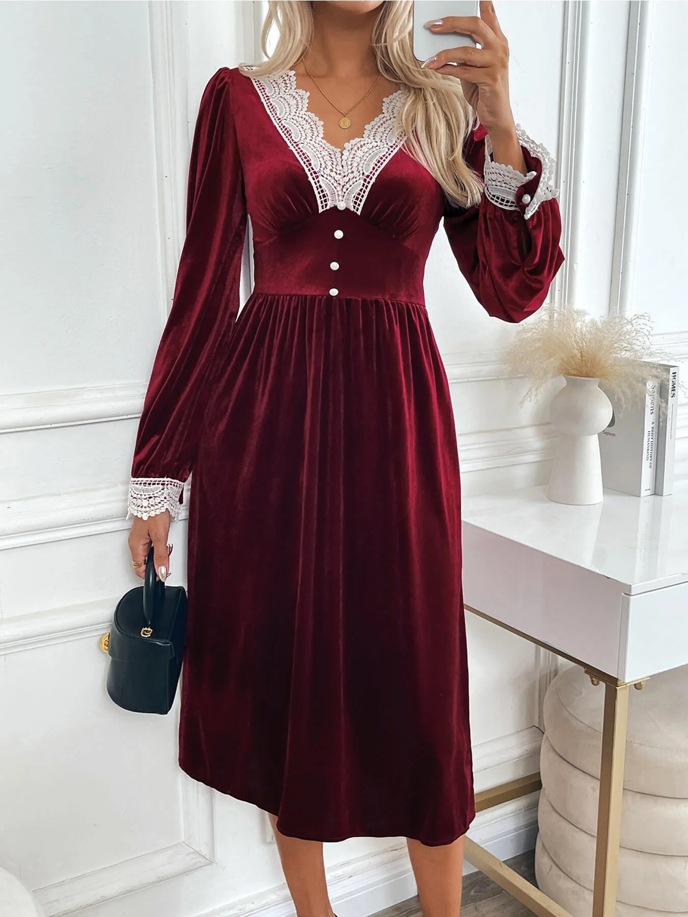 Downtown Darling Velvet Midi Dress - Image 6
