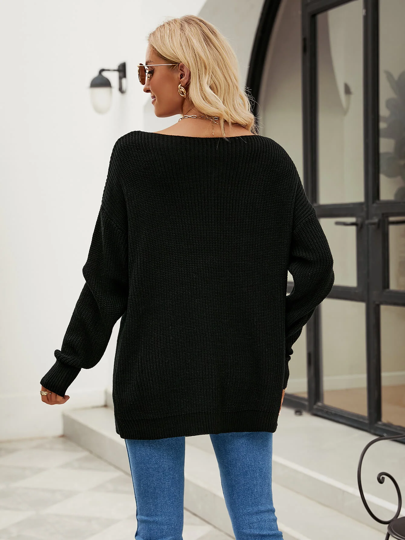 Easy Does It Ripped Knit Sweater - Black - Image 5