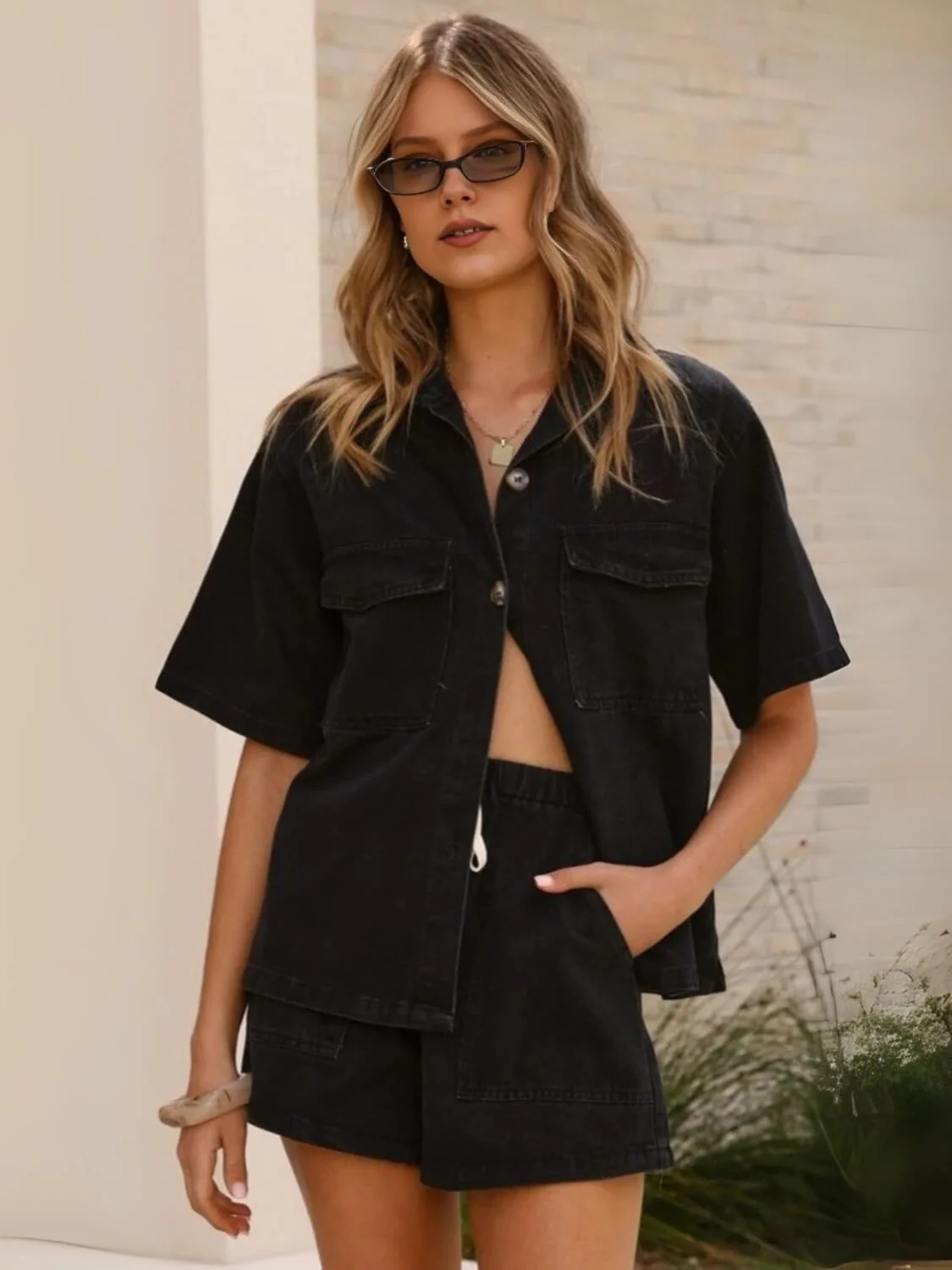 Easy Mode Denim Matching Sets - black - Image 4
