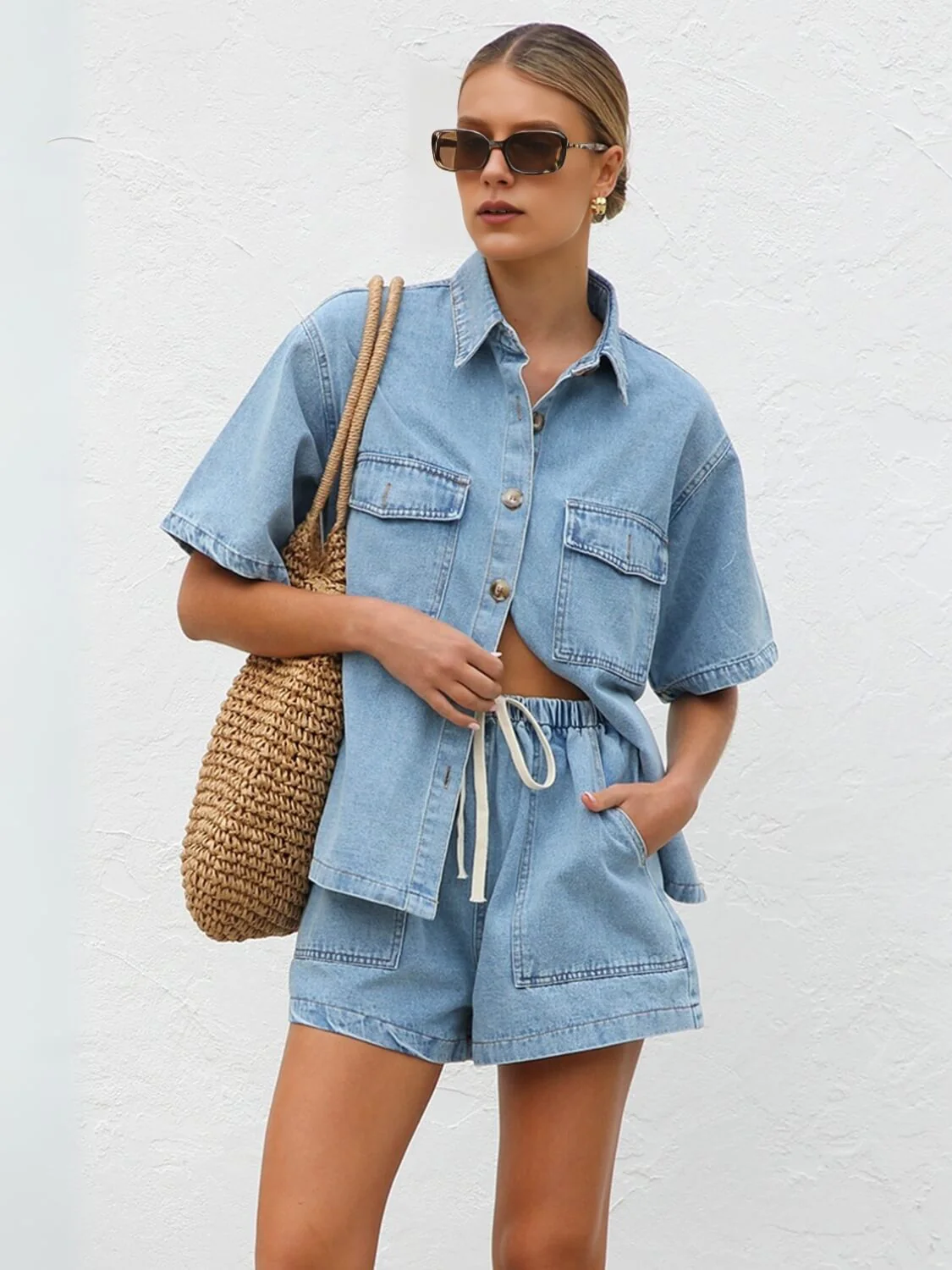 Easy Mode Denim Matching Sets - blue - Image 3