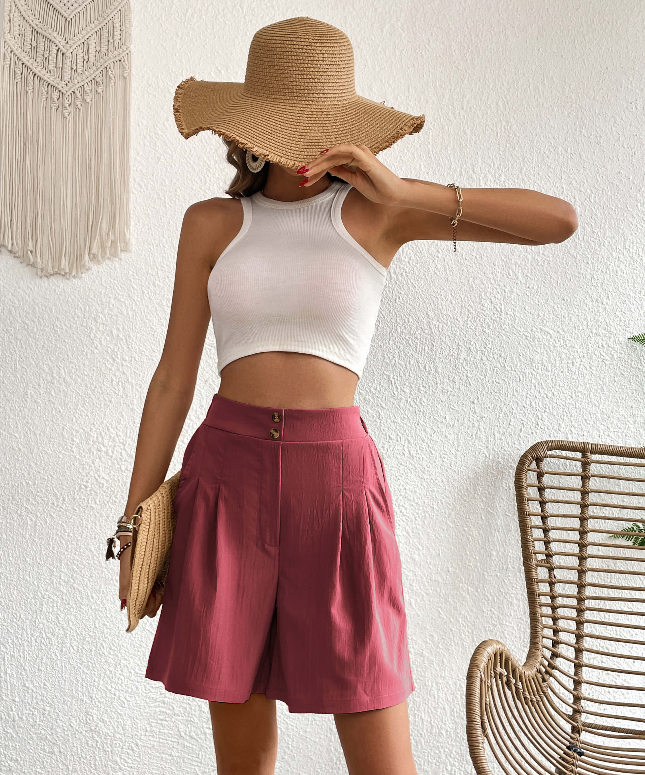 Eden Pocketed High Waist Shorts - Annatto - Image 6