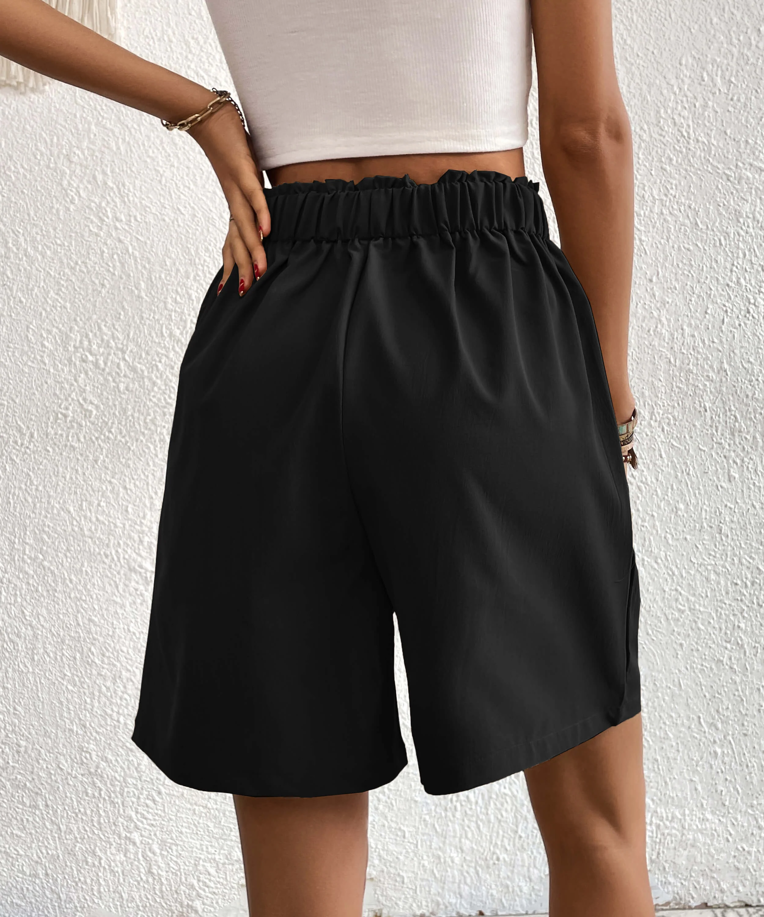 Eden Pocketed High Waist Shorts - Black - Image 4