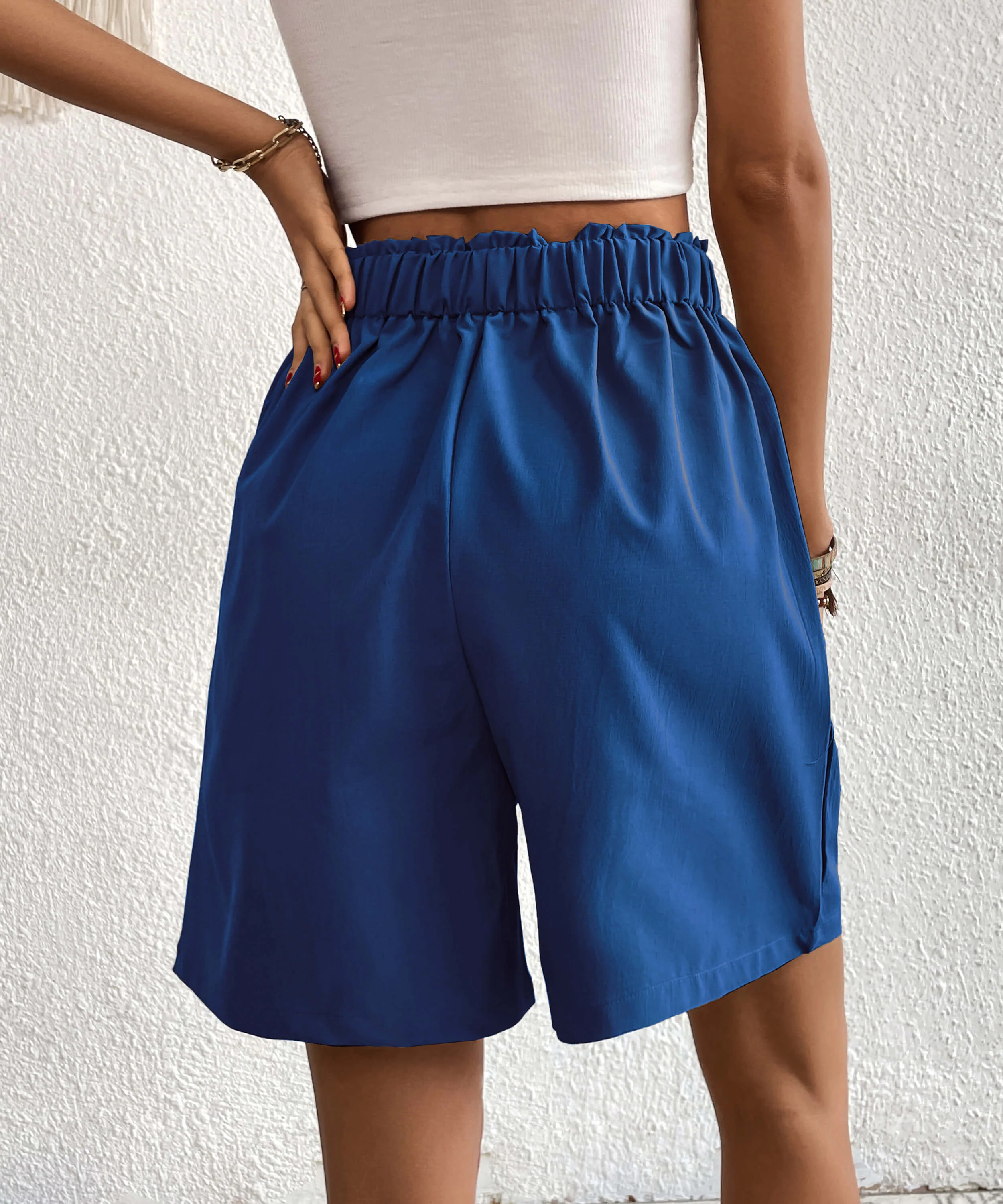 Eden Pocketed High Waist Shorts - Blue - Image 4