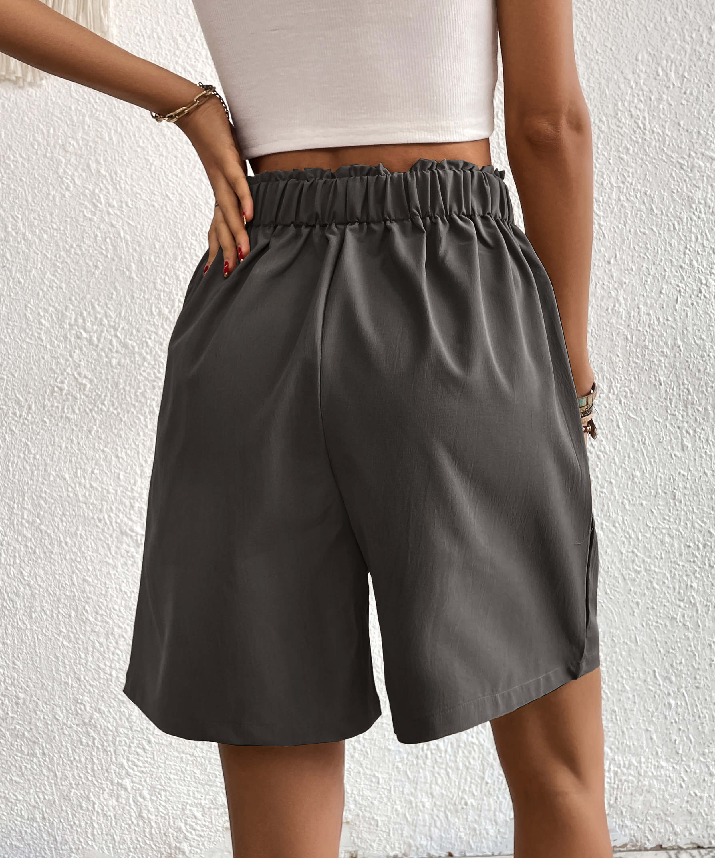 Eden Pocketed High Waist Shorts - Charcoal - Image 4