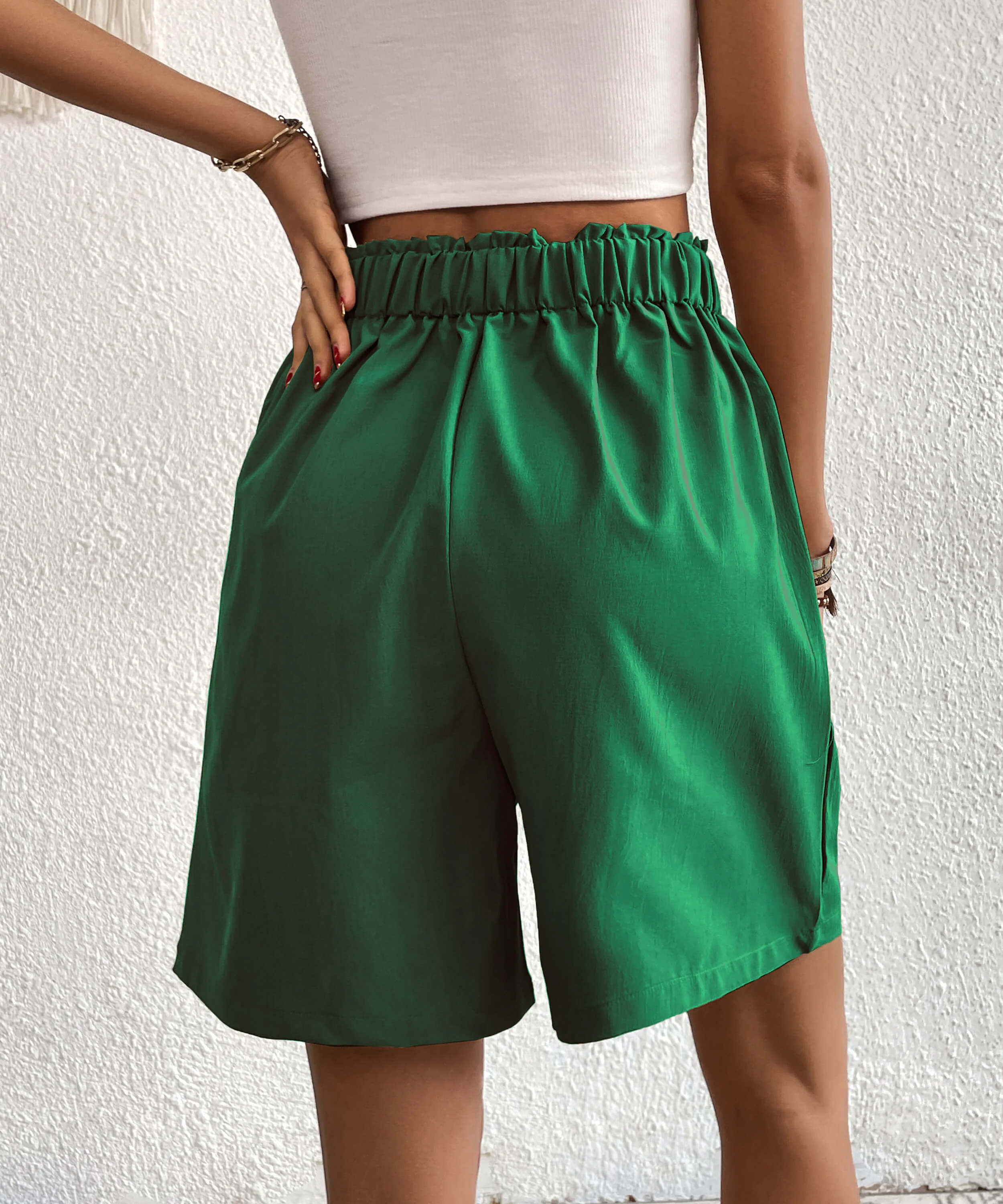 Eden Pocketed High Waist Shorts - Green - Image 4