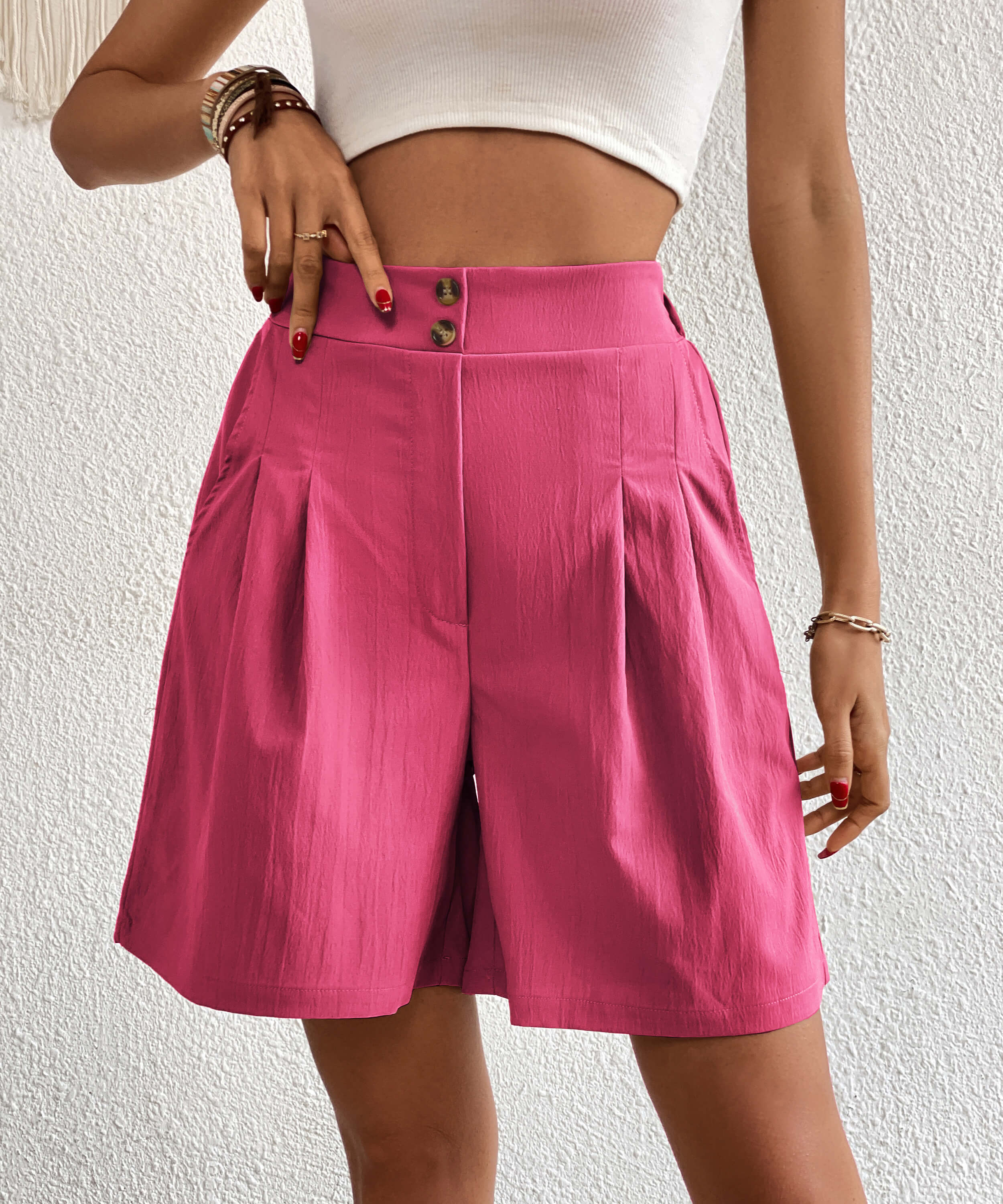 Eden Pocketed High Waist Shorts - Pink - Image 5