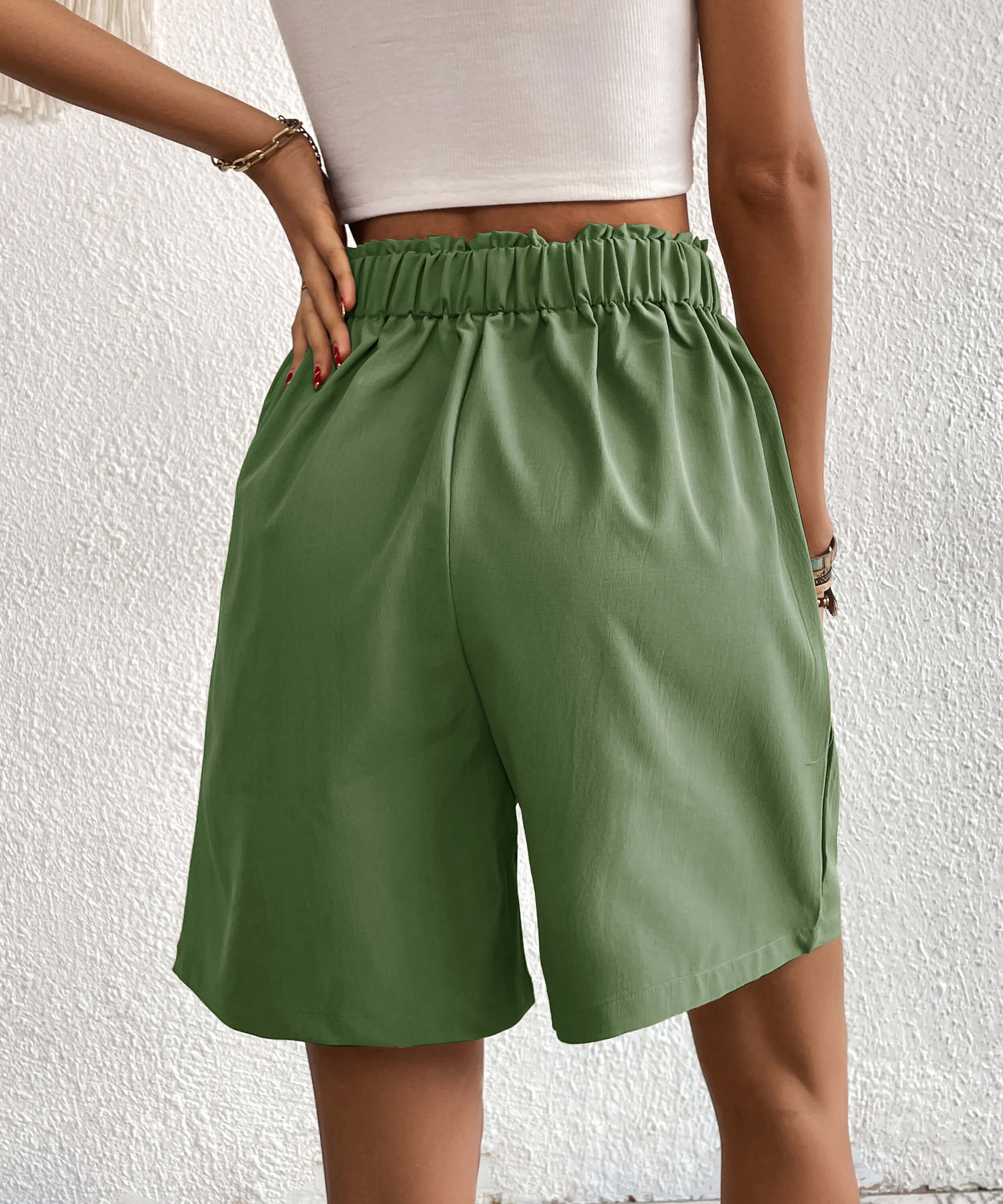 Eden Pocketed High Waist Shorts - Sage - Image 5