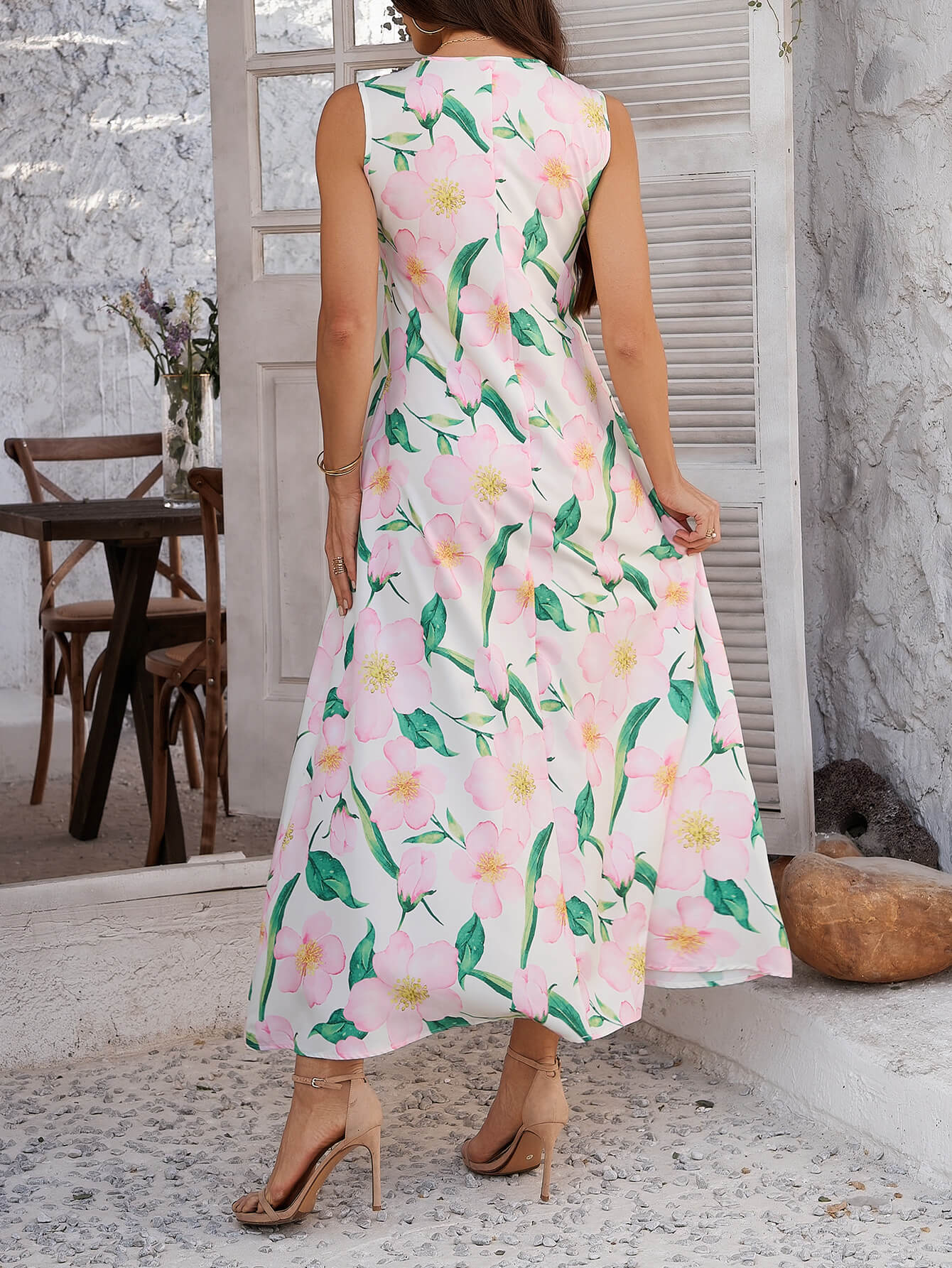 Emelia Floral Print Boho Maxi Dress - pink - Image 6