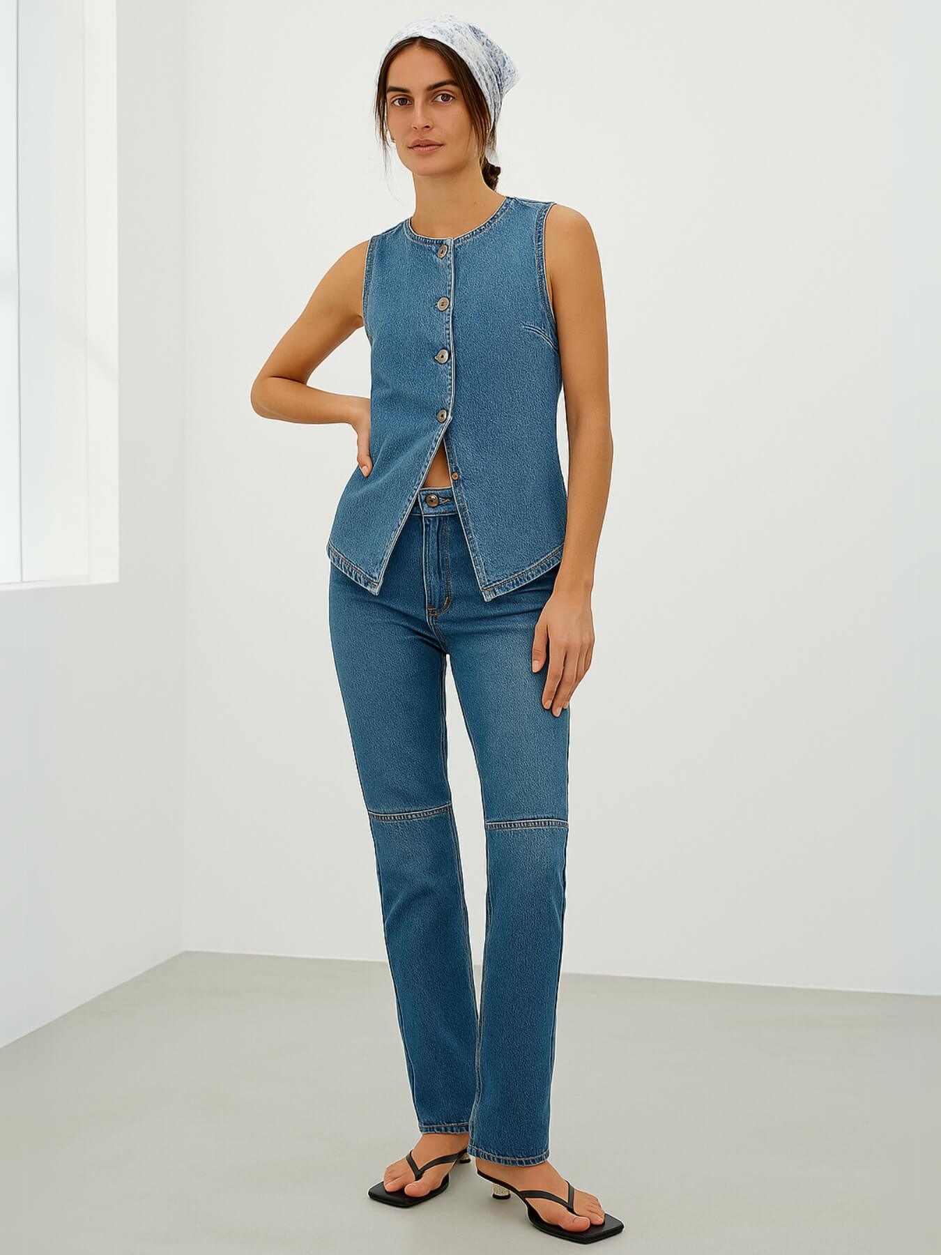 Emerson Button Down Denim Vest - Image 7