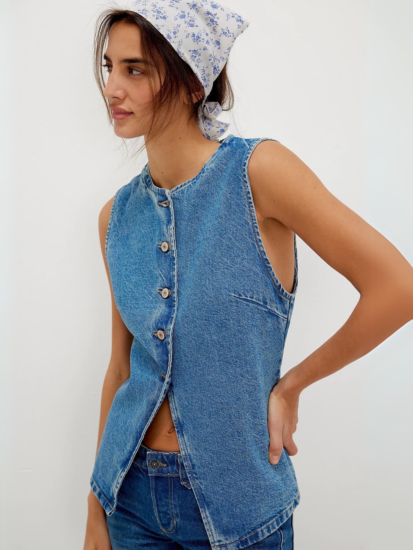 Emerson Button Down Denim Vest - Image 8