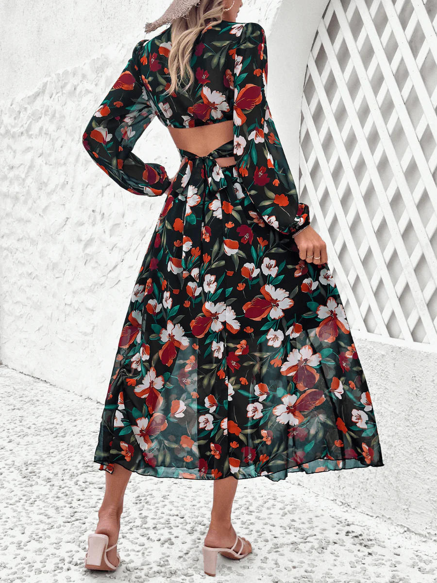 Emery Paisley Chiffon Maxi Dress - Black - Image 3