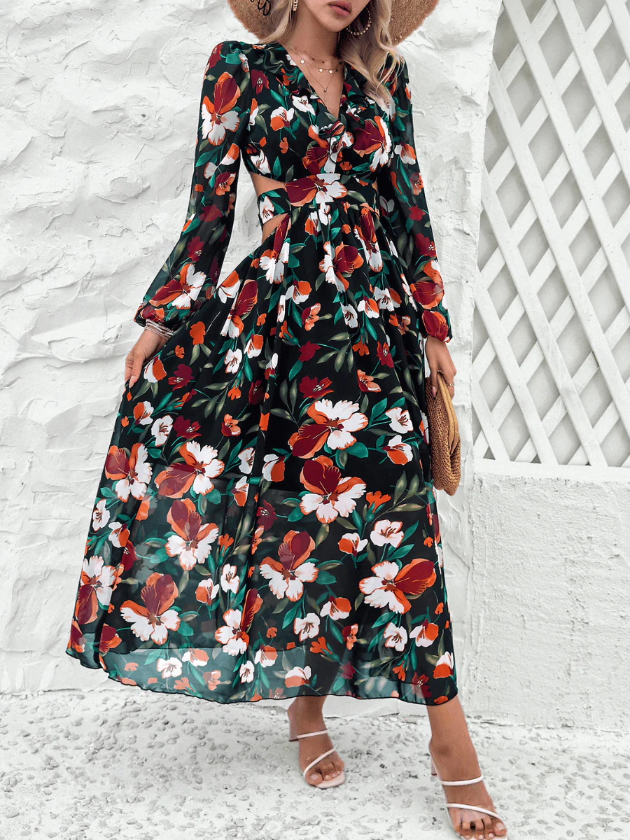 Emery Paisley Chiffon Maxi Dress - Black - Image 4