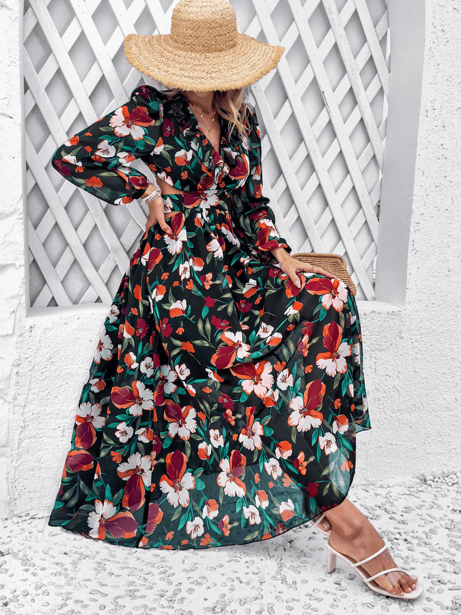 Emery Paisley Chiffon Maxi Dress - Black - Image 5