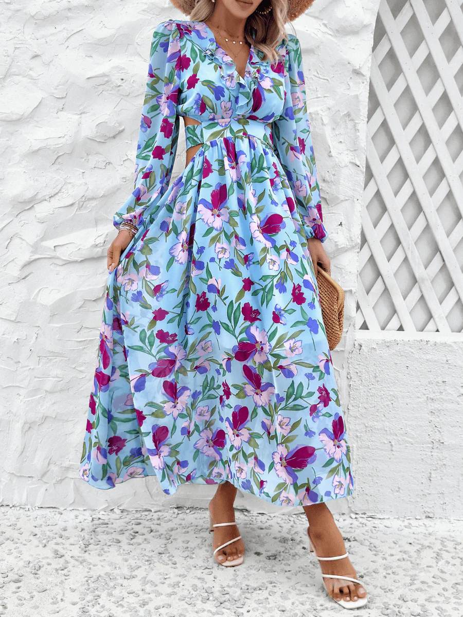 Emery Paisley Chiffon Maxi Dress - Blue - Image 2