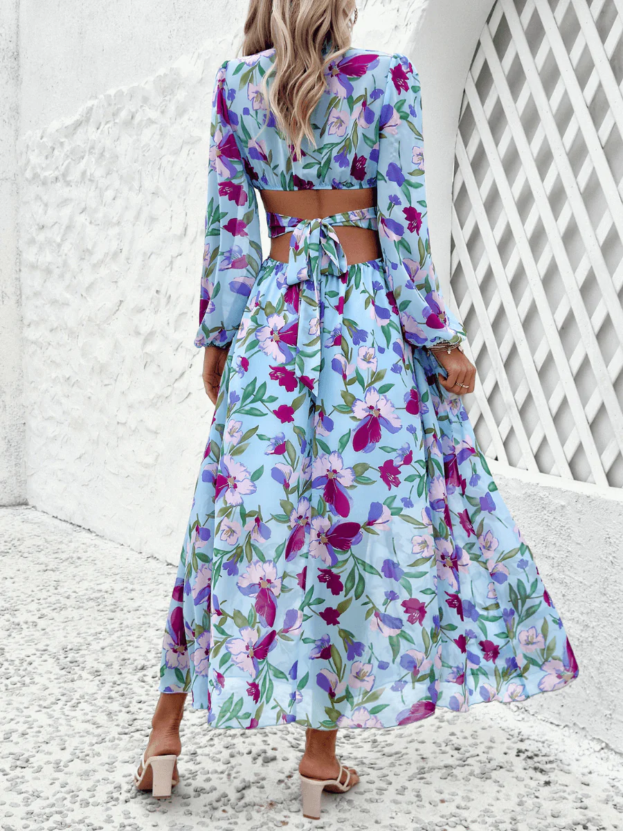 Emery Paisley Chiffon Maxi Dress - Blue - Image 3