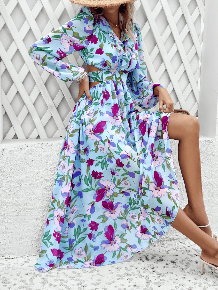 Emery Paisley Chiffon Maxi Dress - Blue - Image 5