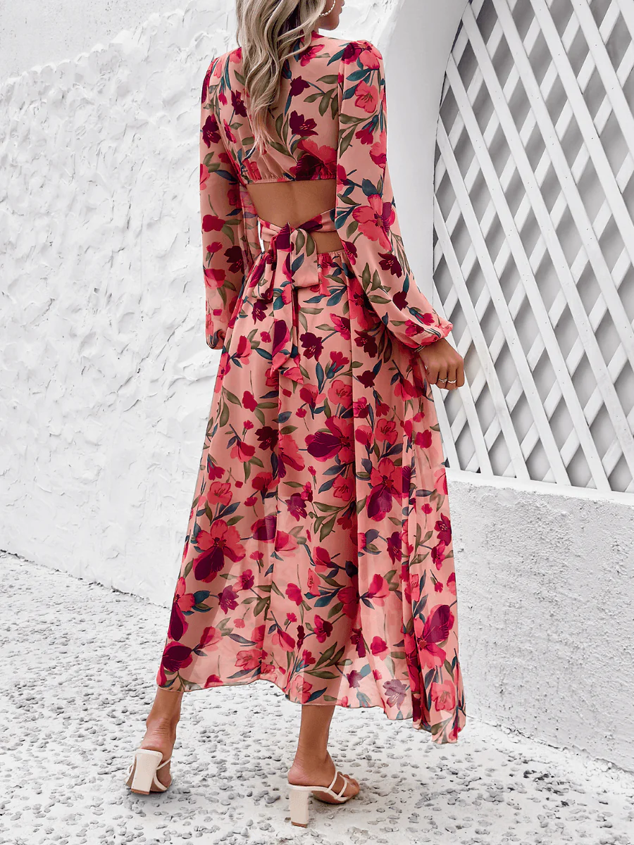 Emery Paisley Chiffon Maxi Dress - Red - Image 3