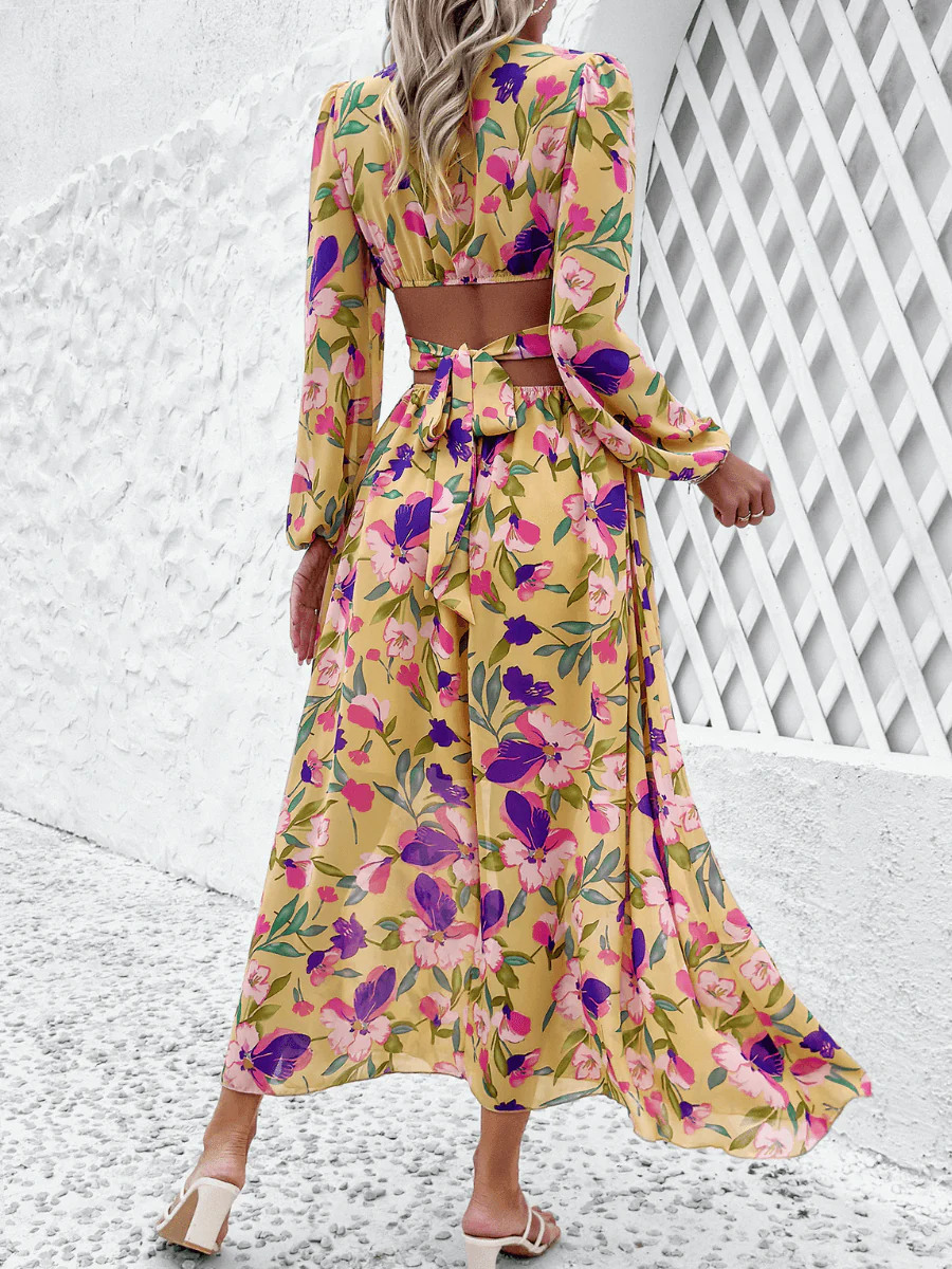 Emery Paisley Chiffon Maxi Dress - Yellow - Image 3