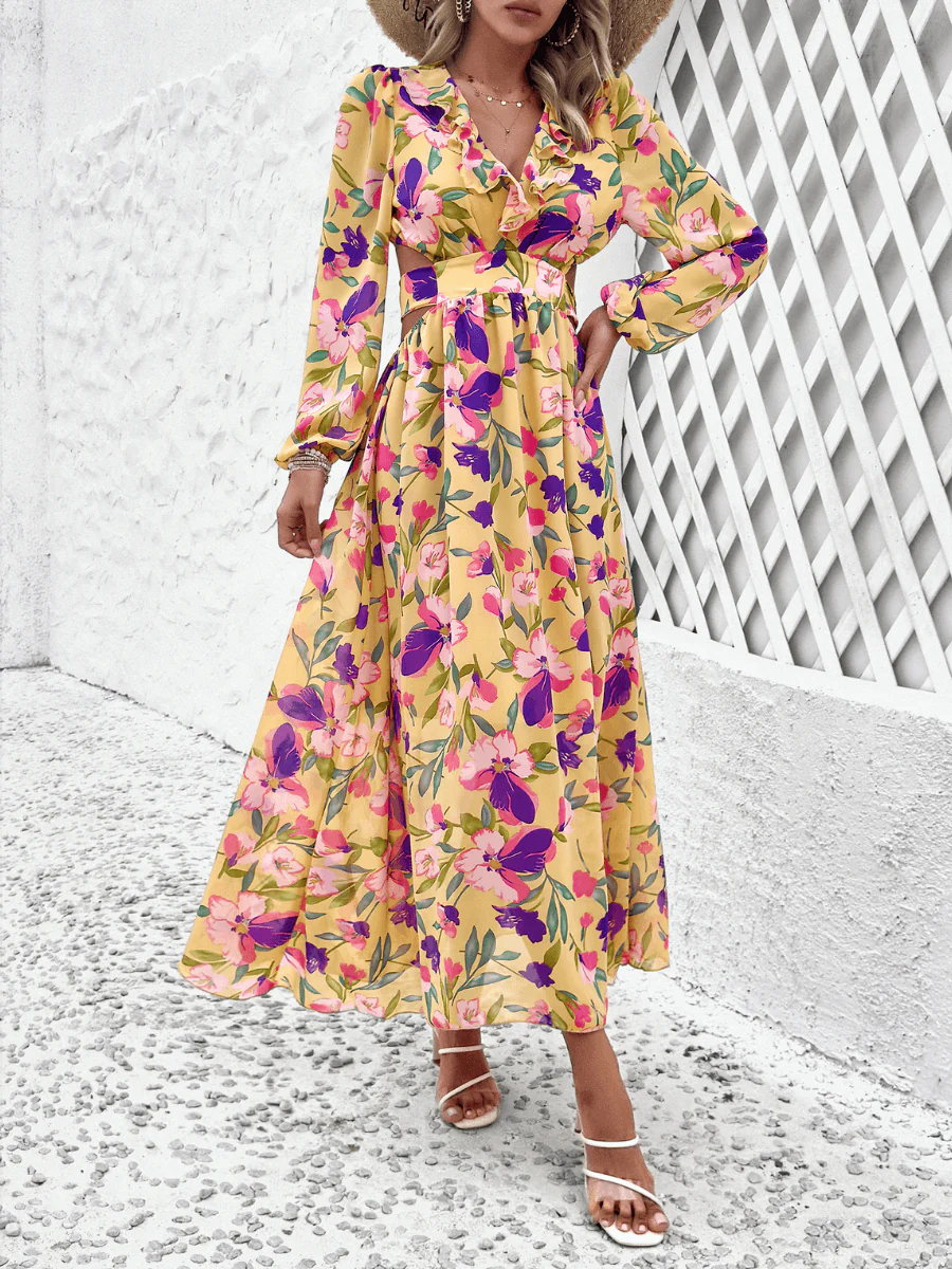 Emery Paisley Chiffon Maxi Dress - Yellow - Image 5