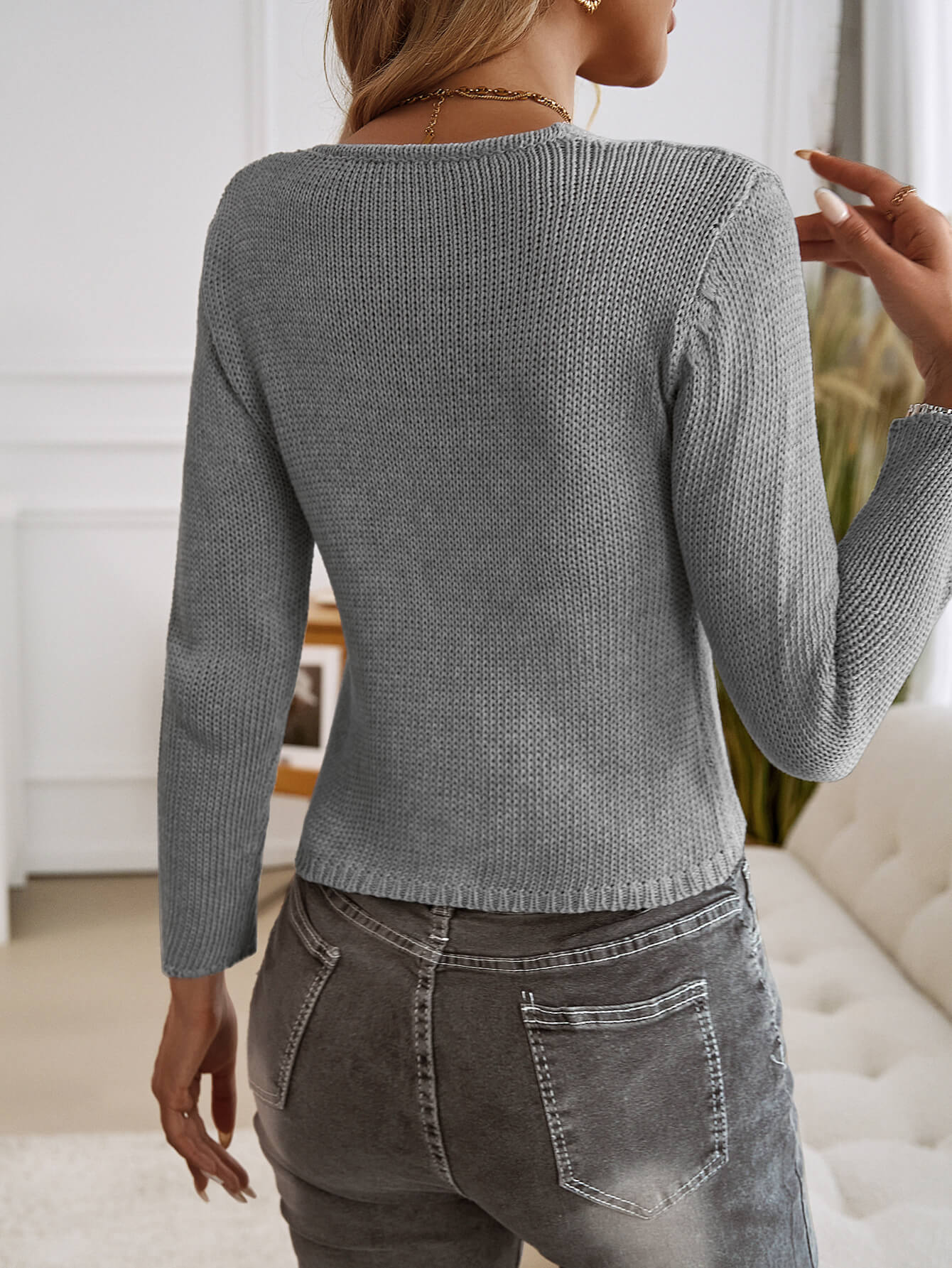 Emogen Long Sleeve Open Front Top - grey - Image 5