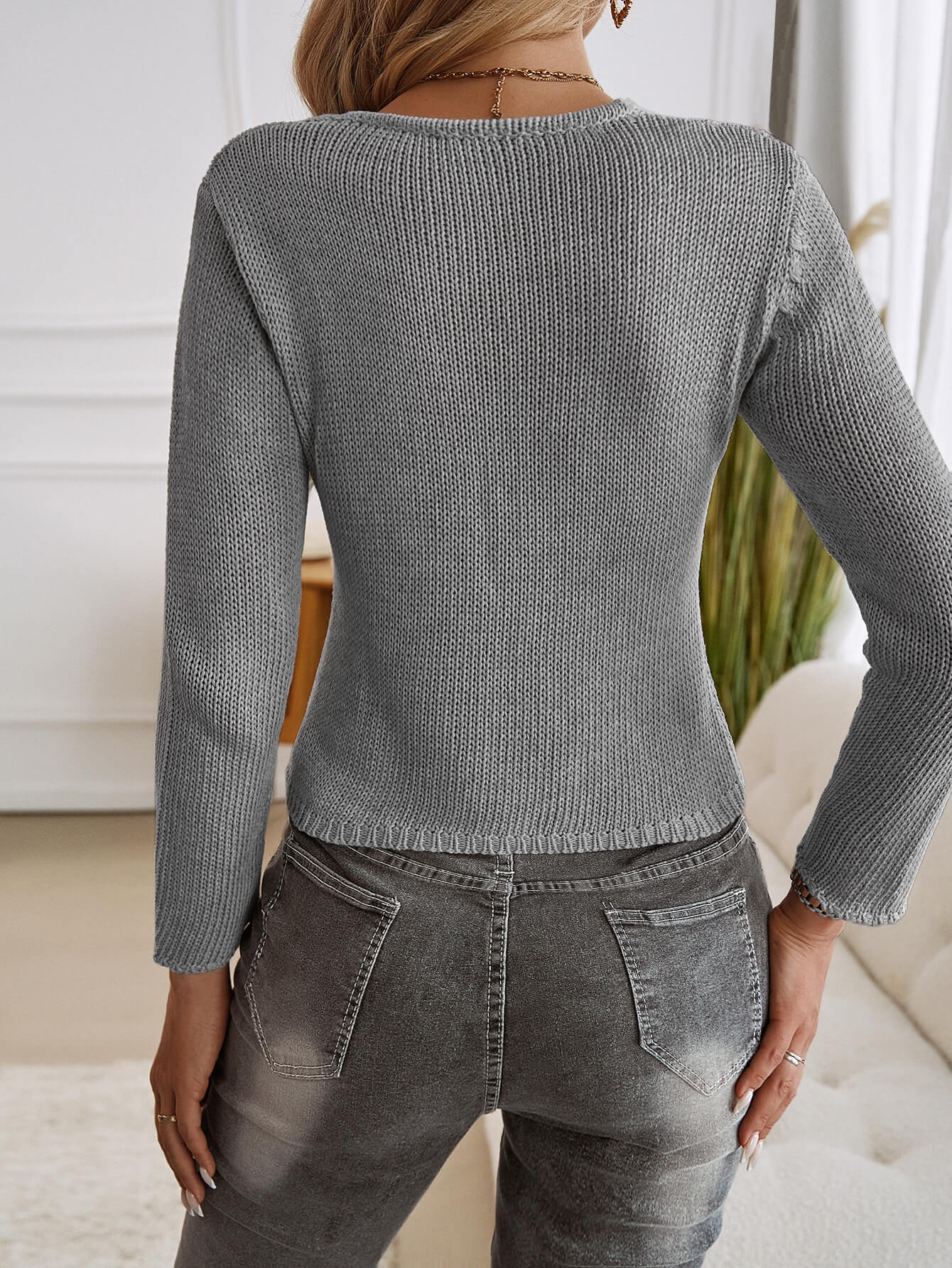 Emogen Long Sleeve Open Front Top - grey - Image 6