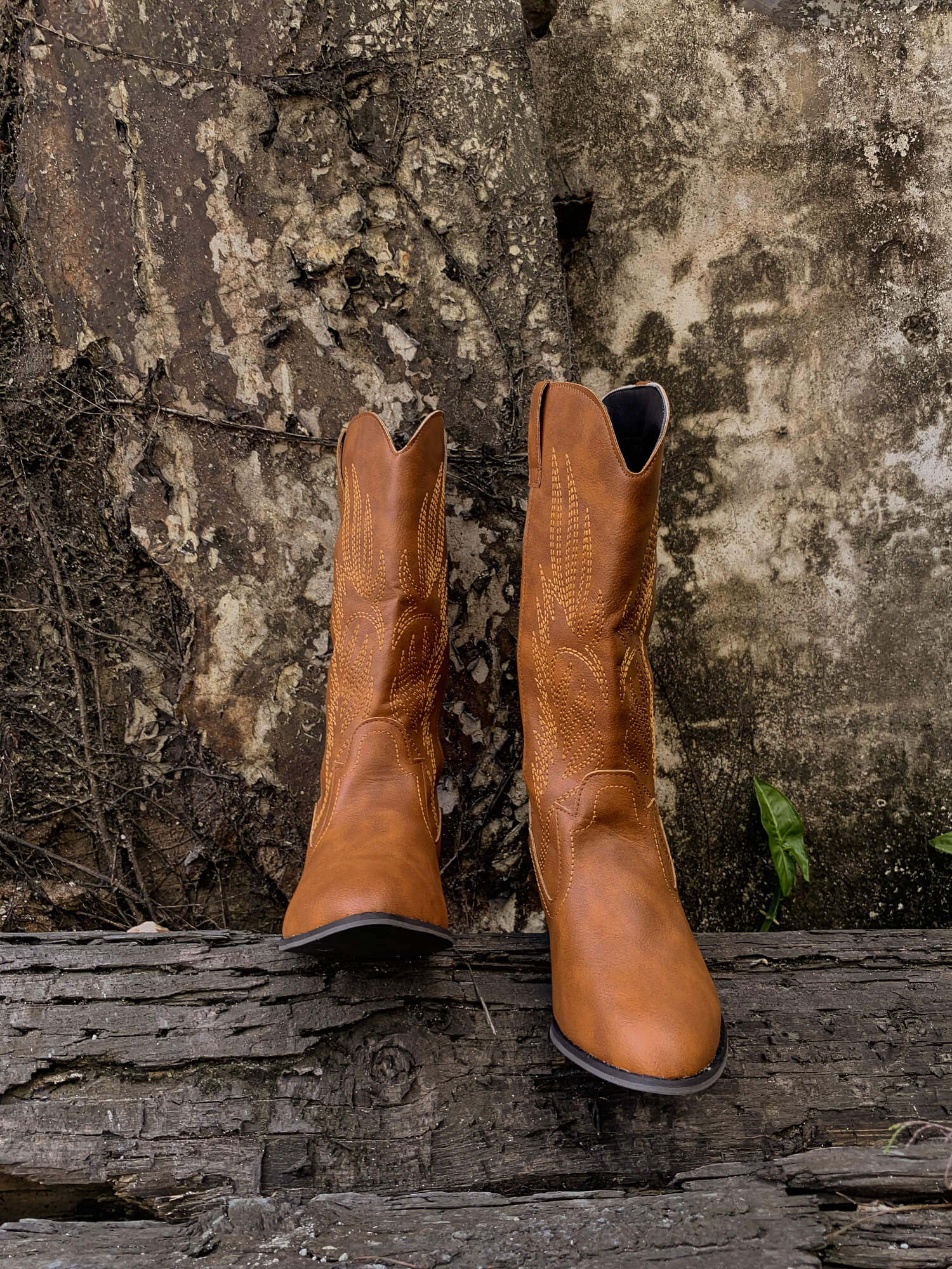 En Bloom | Vinny Wing Embroidered Western Knee Boots - Brown - Image 4