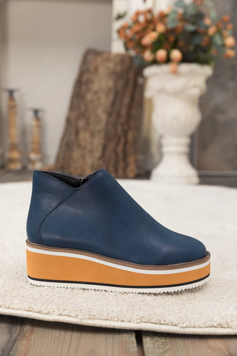 En Bloom | Eazy Platform Ankle Boot - Navy - Image 2