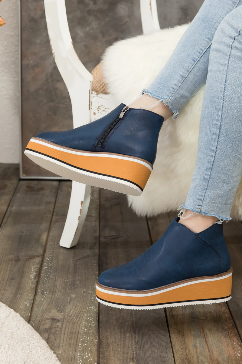 En Bloom | Eazy Platform Ankle Boot - Navy - Image 6