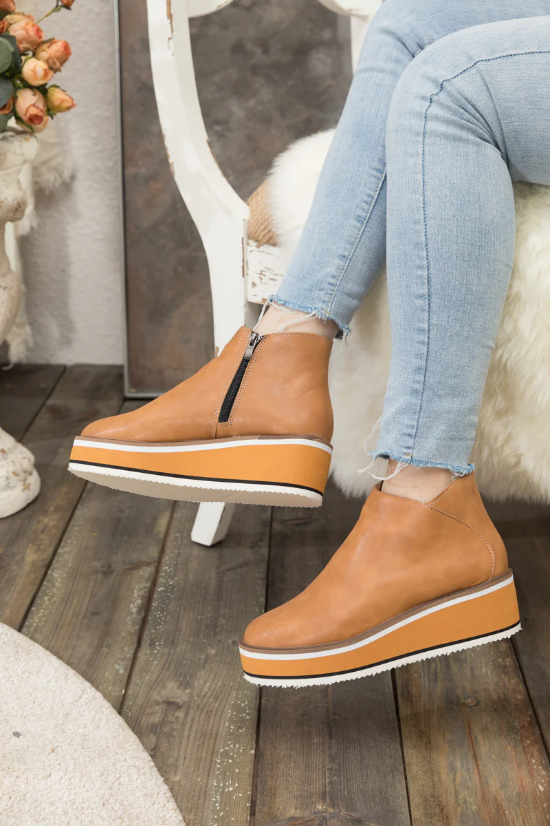 En Bloom | Eazy Platform Ankle Boot - Tan - Image 4