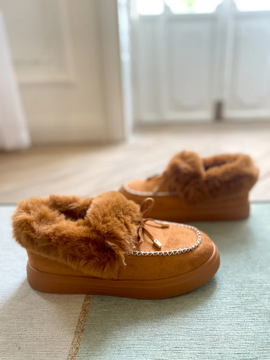 En Bloom | Faux-Fur Anklet Yana Moccasin - chestnut - Image 7