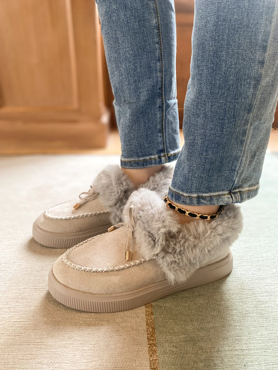 En Bloom | Faux-Fur Anklet Yana Moccasin - grey - Image 3