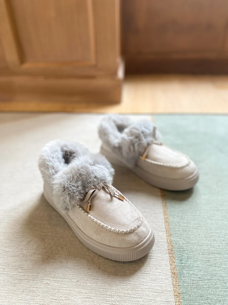 En Bloom | Faux-Fur Anklet Yana Moccasin - grey - Image 6