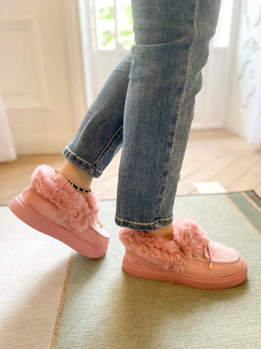 En Bloom | Faux-Fur Anklet Yana Moccasin - pink - Image 3