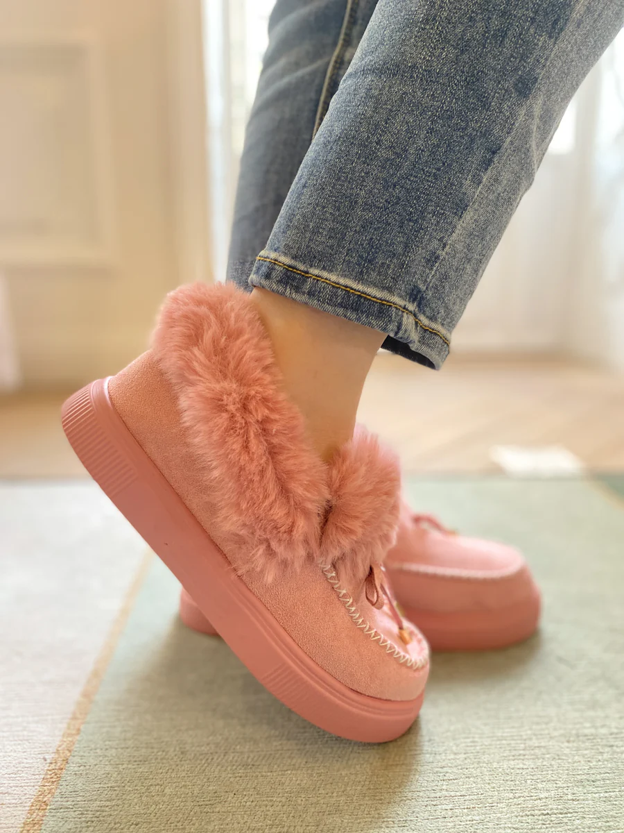 En Bloom | Faux-Fur Anklet Yana Moccasin - pink - Image 4
