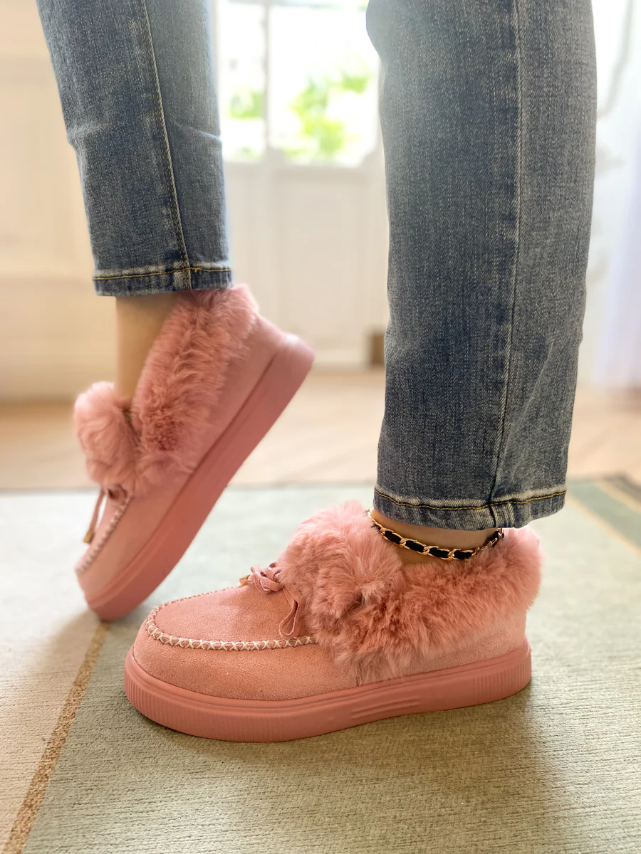 En Bloom | Faux-Fur Anklet Yana Moccasin - pink - Image 5