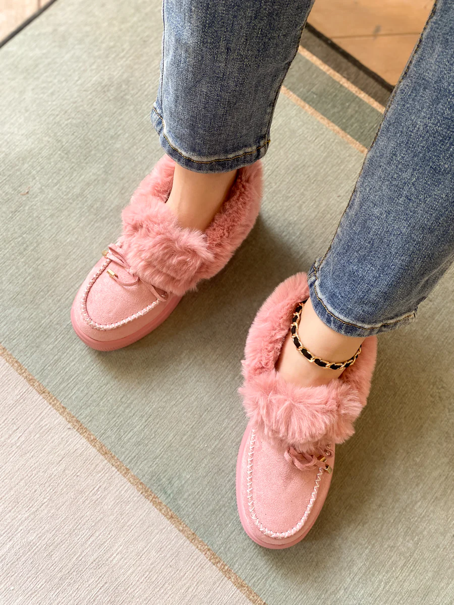 En Bloom | Faux-Fur Anklet Yana Moccasin - pink - Image 6