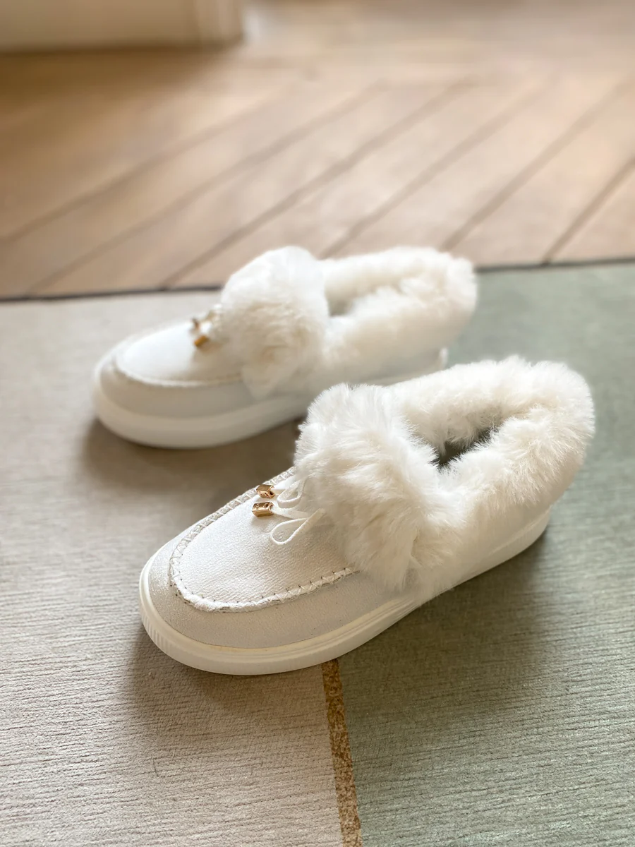 En Bloom | Faux-Fur Anklet Yana Moccasin - white - Image 6