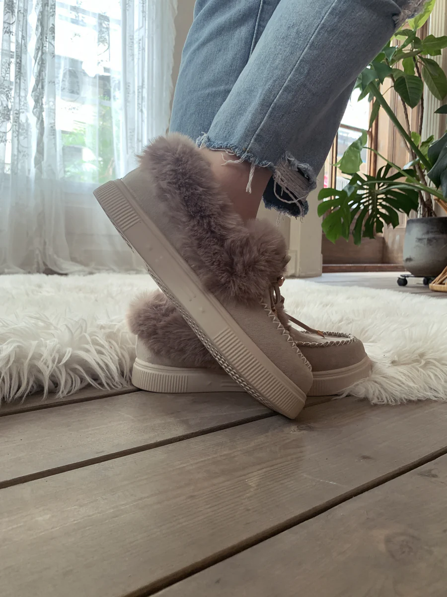 En Bloom | Grey Faux-Fur Anklet Yana Moccasin - Image 6