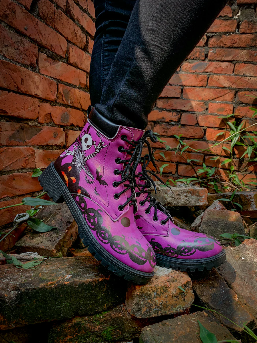 En Bloom | Halloween Theme Purple Combat Boot - Image 3