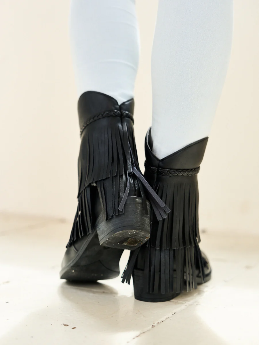 En Bloom | Jelena Fringe Western Cowboy Boots - Black - Image 6