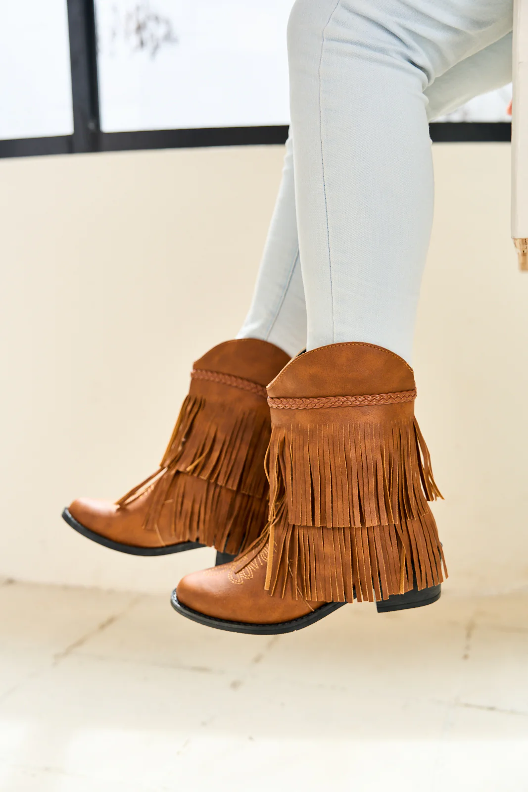 En Bloom | Jelena Fringe Western Cowboy Boots - Brown - Image 7