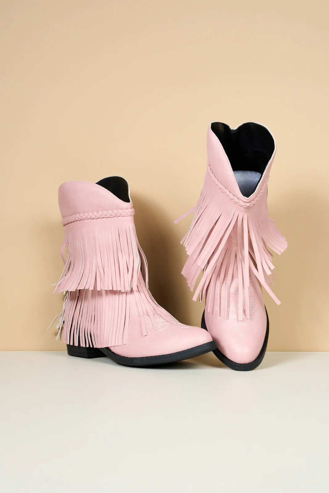 En Bloom | Jelena Fringe Western Cowboy Boots - Pink - Image 10