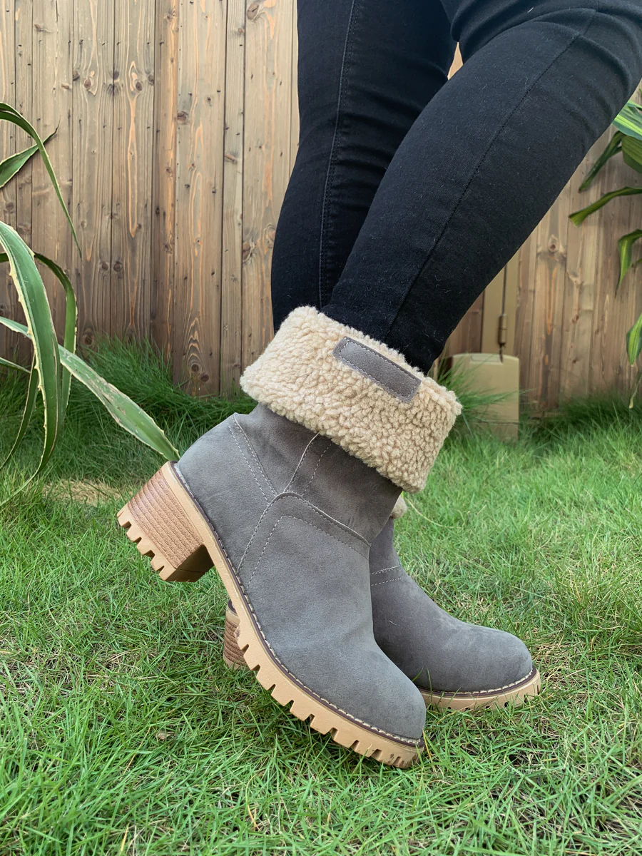 En Bloom | Plush-Lined Fold-Over Boot - Grey - Image 2