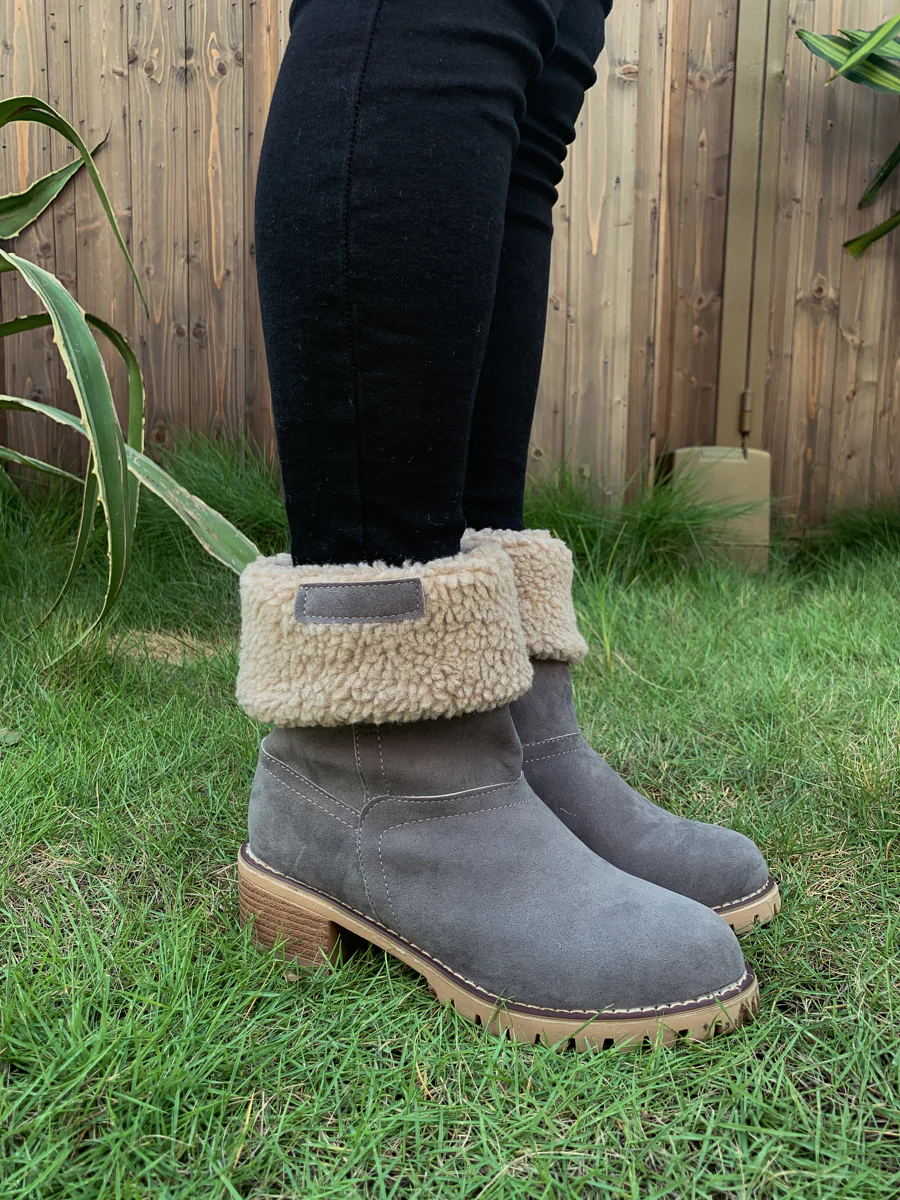 En Bloom | Plush-Lined Fold-Over Boot - Grey - Image 3