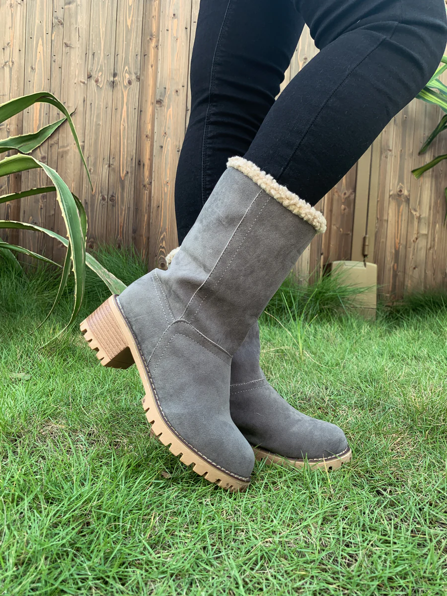 En Bloom | Plush-Lined Fold-Over Boot - Grey - Image 4