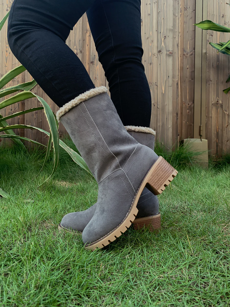 En Bloom | Plush-Lined Fold-Over Boot - Grey - Image 5