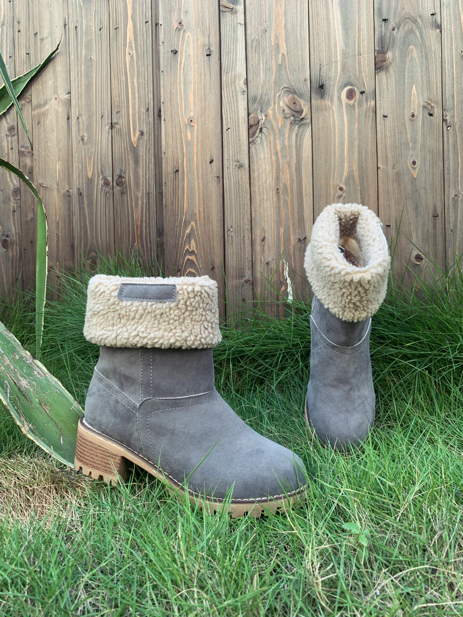 En Bloom | Plush-Lined Fold-Over Boot - Grey - Image 7
