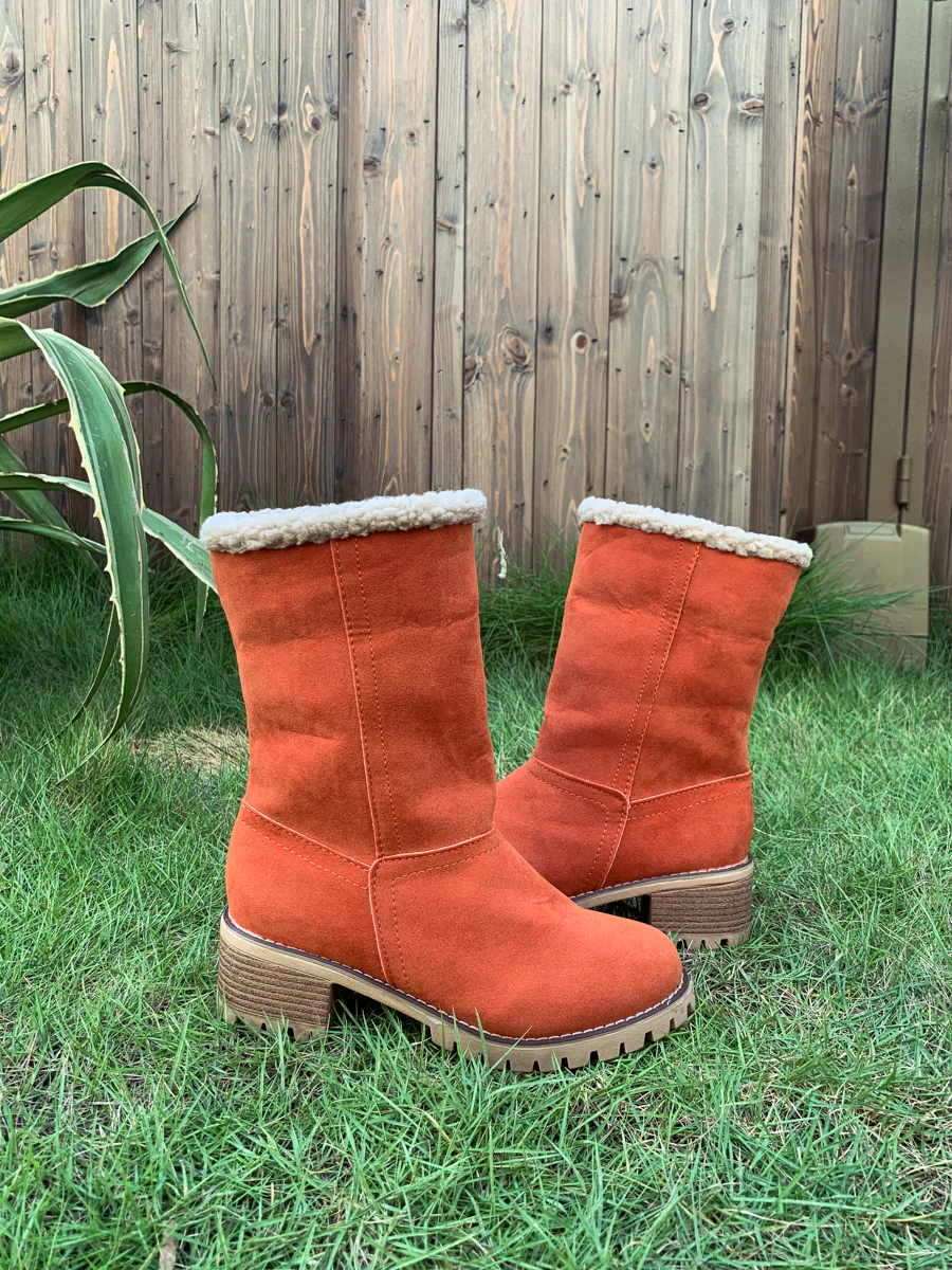 En Bloom | Plush-Lined Fold-Over Boot - Orange - Image 10