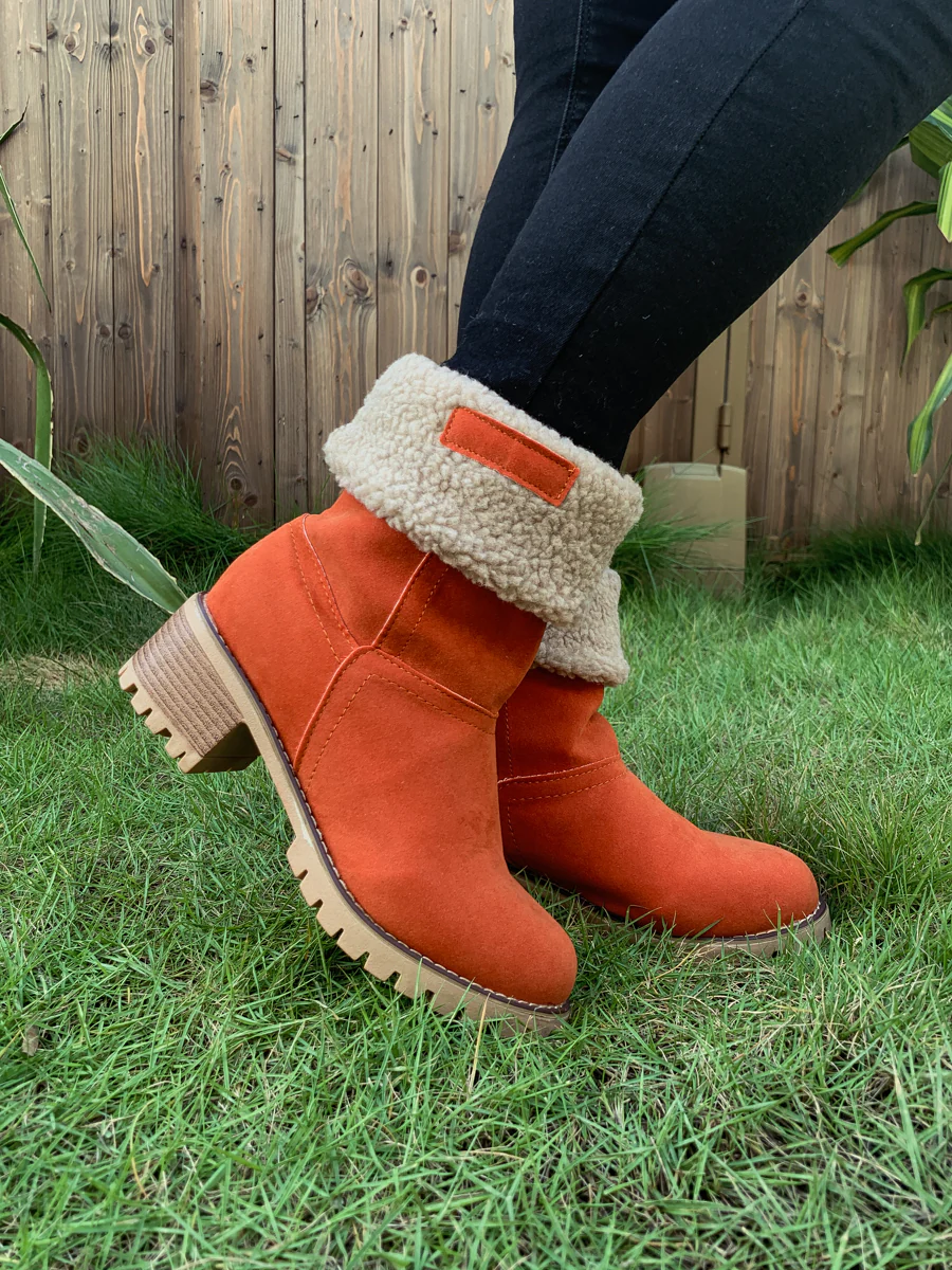 En Bloom | Plush-Lined Fold-Over Boot - Orange - Image 2
