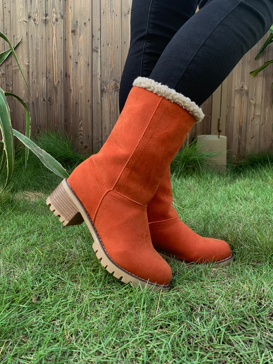 En Bloom | Plush-Lined Fold-Over Boot - Orange - Image 3